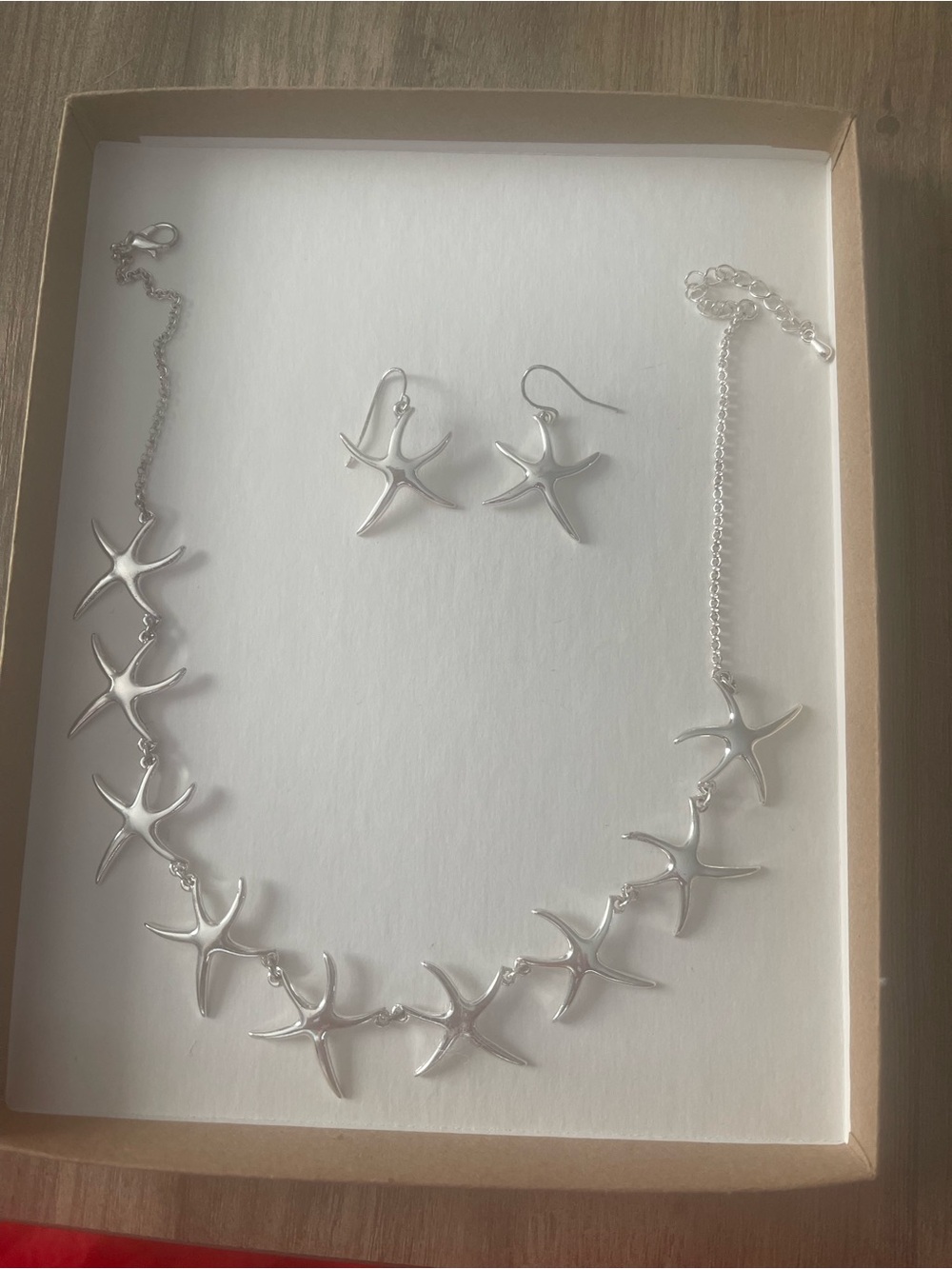 Silver Starfish Necklace and Earrings Set - Women Jewelry